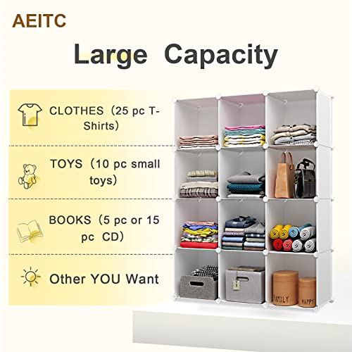 Aeitc Large Storage Cubes- 14''X 18'' (12 Cube)-Clothes , Diy , Closet Organizer With Doors, Modular Bookshelf Units, Toy Organizer, White #TOP6