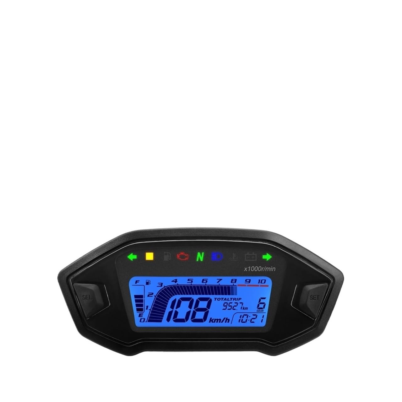 Contachilometri universale Pannello digitale universale per moto, display con tachimetro, contachilometri, livello carburante, temperatura acqua, per 2,4 cilindri
