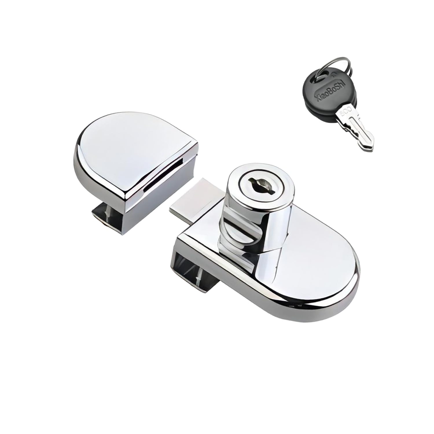Qrity Silver Glass Cabinet Lock Wine Cabinet Lock, No Drill, For Glass Thickness 5-8Mm / 0.2'' - 0.31'' Showcase Mall Display Wine Cabinet Jewelry Door