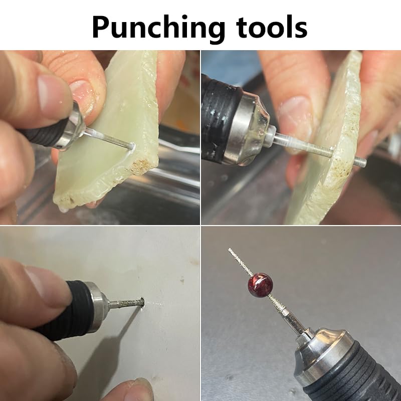 Jade Drill bit, Ceramic Tile Hollow Repair Drill bit, Emery Drill Tool, Rotary Tool Shape Diamond Drill Bits Rotary Diamond Burr Set Punch Drill bit Tool, 8-piece Set