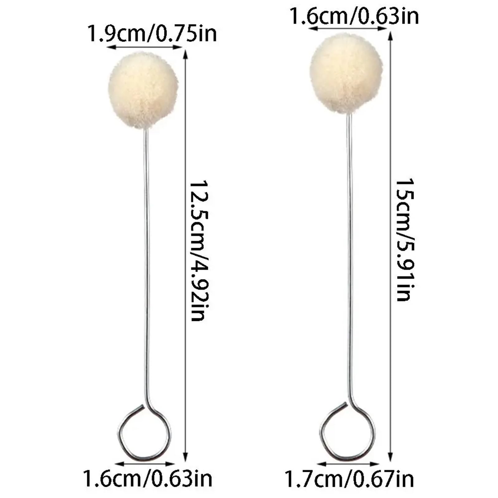 Wełniane pędzelki kulkowe, 200 szt. 12,5-15 cm Białe skórzane kulki wełniane Pędzel malarski do farbowania i klejenia(15cm)