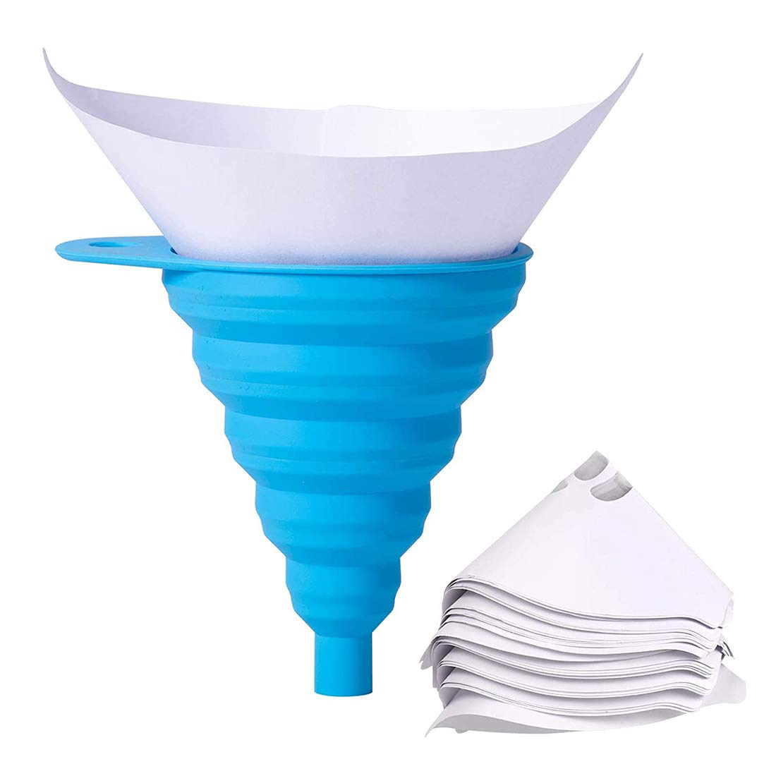 DELFINOSilicone Funnel 3D Funnel Set Collapsible Printer Resin Filter Disposable with Cone Resin Funnel Paint Strainer Kit for Uncured Recycling Kitchen Bakeware for Liquid Powder Transfer