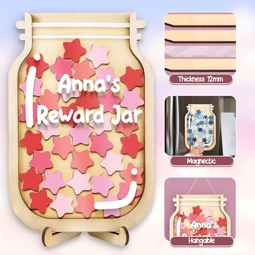 Image of Personalized Magnetic Reward Jar for Kids, Colorful Star Token Behavior System, Classroom Management Tool for Teachers, Potty Training Reward Chart, Back to School Gift for Boys Girls