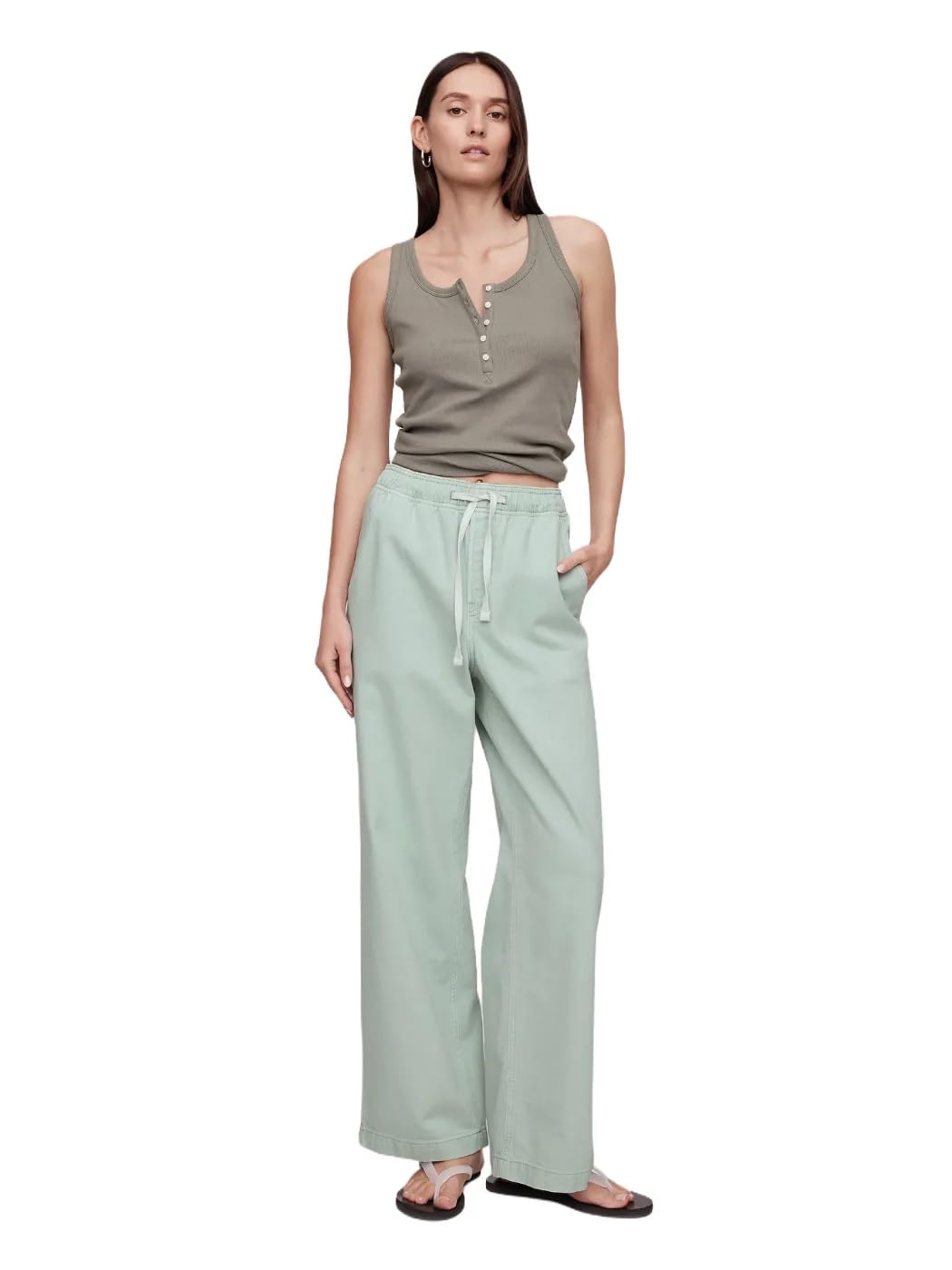 GAP Womens Wide Leg Pull On Utility Pant Mint L