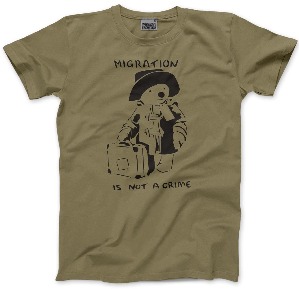 HotScamp Migration is not a Crime Banksy Men's Unisex T-Shirt - Khaki Large