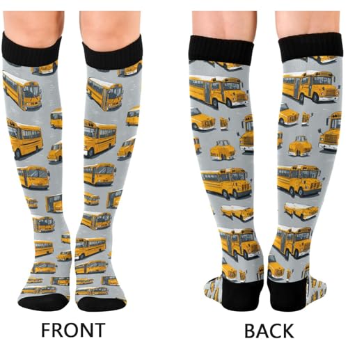 Image of Pigsaly Womens Compression Socks Yellow Stars Funny Brown Capybara Knee High Socks Athletic Tube Sock Outdoor Sport Socks