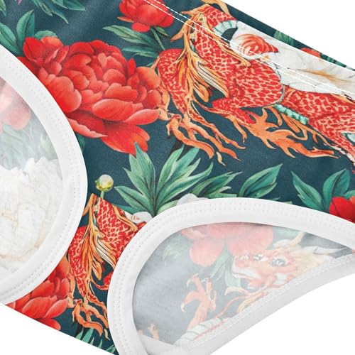 Durable Toddler Underwear Floral 2t Cotton Cute Panties Girl Chinese Dragon Red White Peonies Briefs Undies Kids4