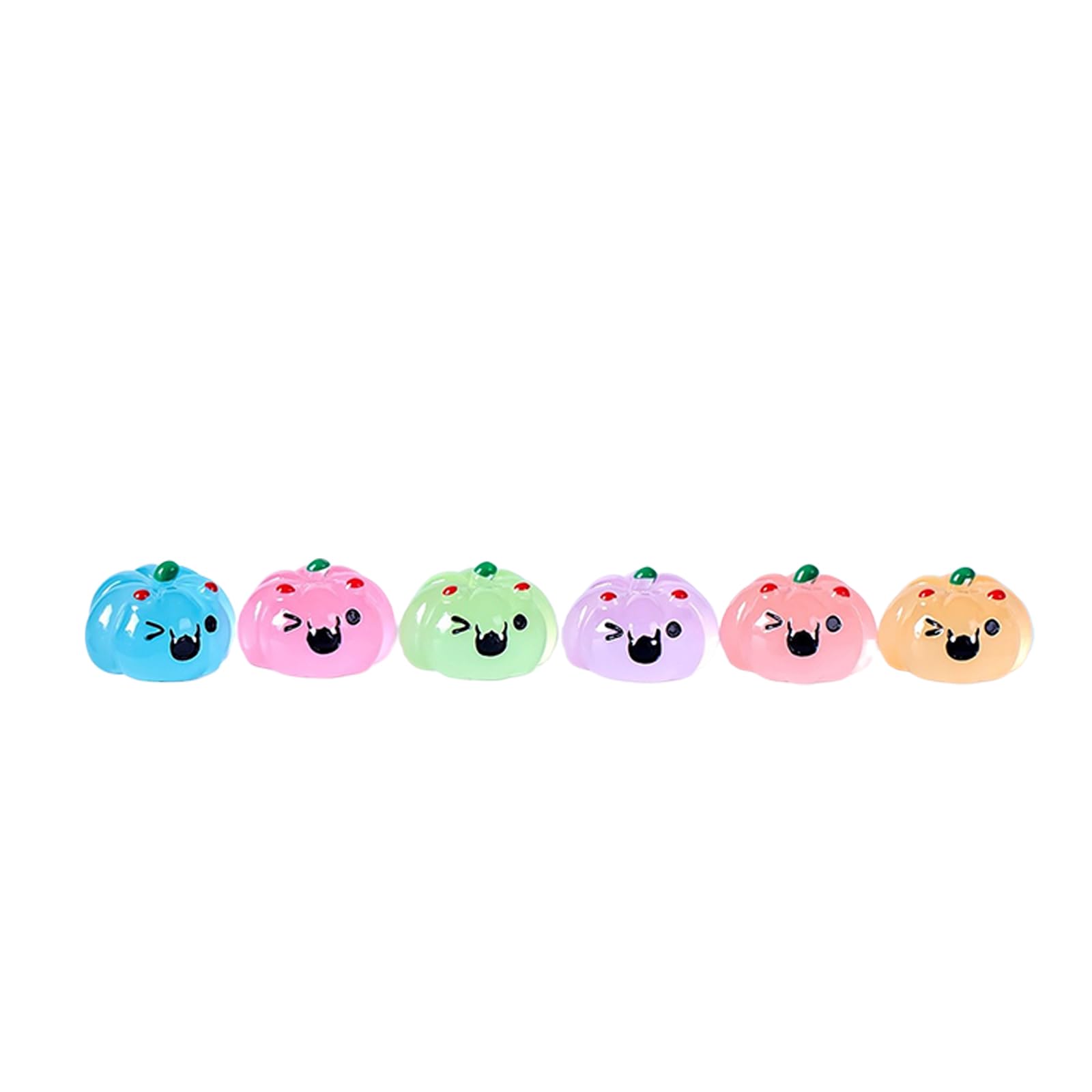 Shntig 6Pcs Glowing Halloween Specter Pumpkins Decoration Resin Miniatures Ornament for Desktop Shelf or Party Use Fluorescent Halloween Decorations