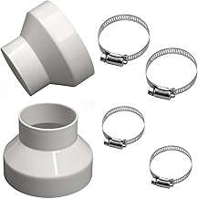 Exhaust Hose Adaptor Window 100 mm to 75 mm, Pipe Connector, Reducer, Hose Clamps Ventilation Hose 100 mm, Exhaust Pipe, Ventilation Duct, for Efficient Ventilation Systems, Pack of 2