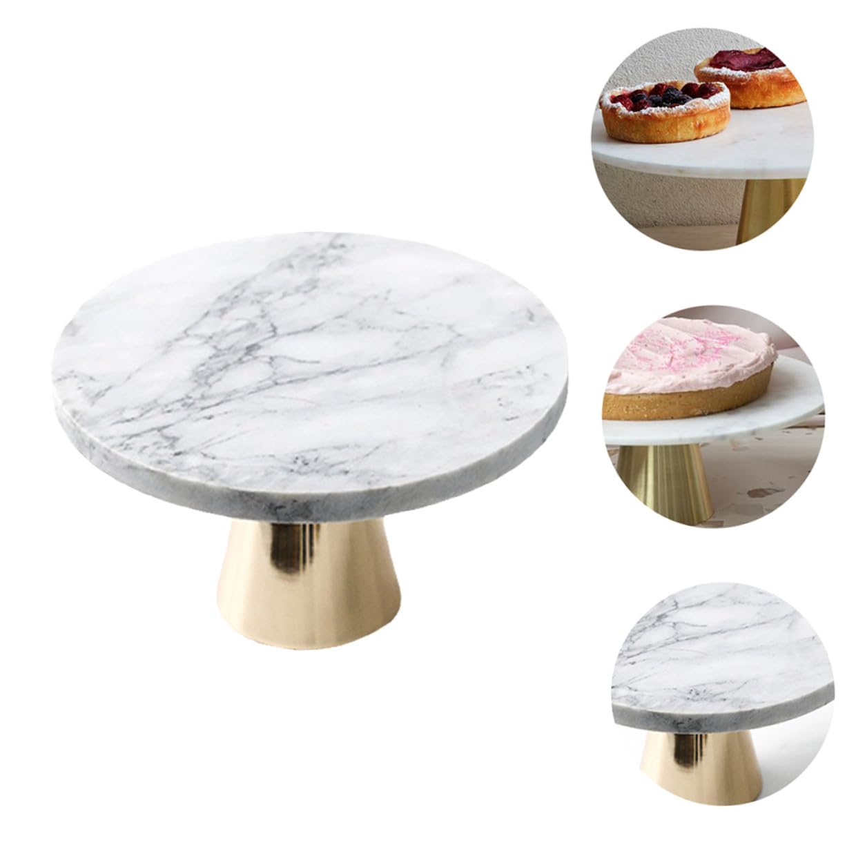 BESPORTBLE Présentoir en Marbre à Gâteaux Rond pour Desserts et Cupcakes