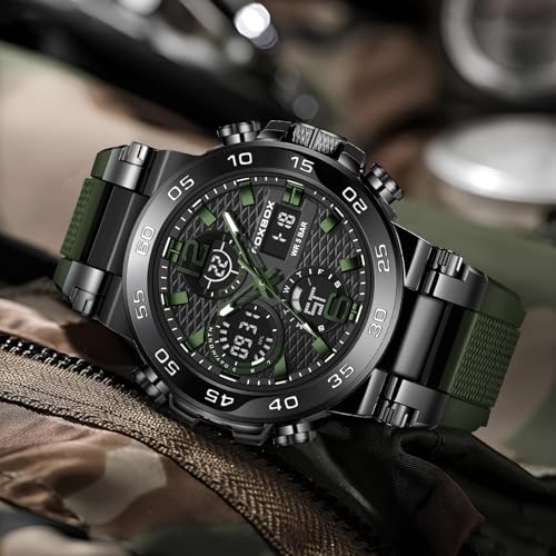 Image of LIGE Quartz Watch for Men Waterproof Big Dial Analog Digital Sport Multifunction LED Backlight Fashion Wristwatches Stopwatch Calendar Men