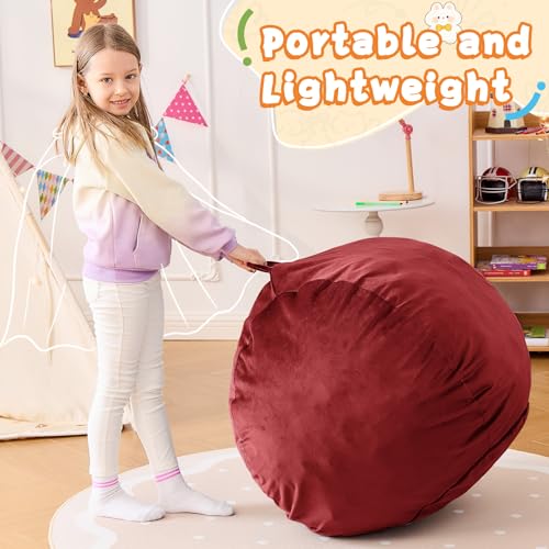 Image of Bean Bag Chairs for Kids - 2.5FT Round Memory Foam Furniture BeanBag Chair - Kids /Teens Bean Bag Sofa with Soft Micro Fiber Cover - Fluffy Couch for Playroom Living Room Bedroom, Red