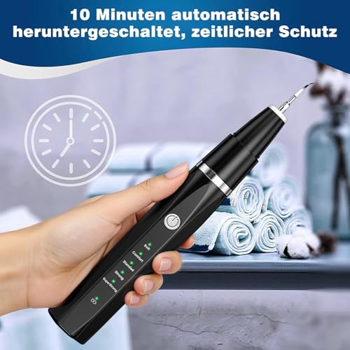 Zahnsteinentferner Zahnreiniger Ultraschall für Hund und Katze, Zahnpflege Set für Hunde & Katzen, Zahnreinigung und Reinigungsset Bekämpft Zahnstein Mundgeruch & Zahnfleischentzündungen, Schwarz