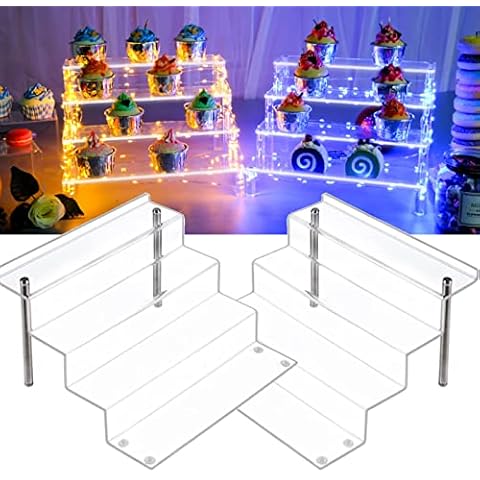 wolfmoutiy Acrylic Riser Shelf,4 Tier Clear Display Stand Cover