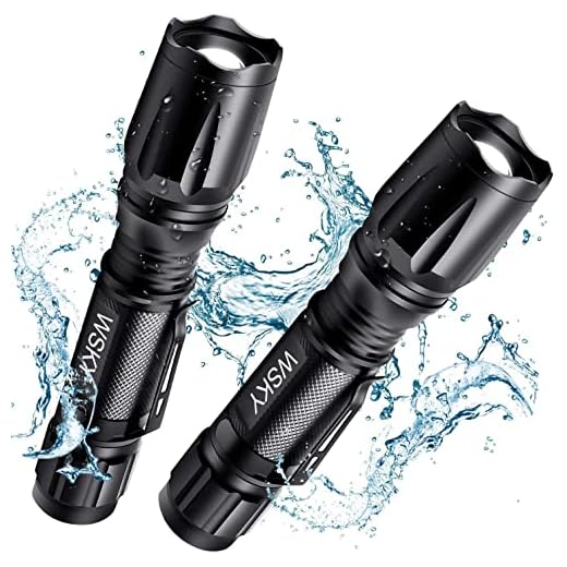 Wsky LED Tactical Flashlight - Best Upgraded S2000 Pocket-friendly Water Resistant Flashlight - Perfect for Camping Biking Home Emergency or Gift-Giving (Batteries Not Included)