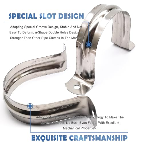 Image of Nge 2.5inch Rigid Pipe Strap Clamp-Two Hole Strap-U Bracket Tube Clip-Stainless Steel Heavy Duty Pipe Fasten Holder-Secures Conduit,10Pcs(76mm)