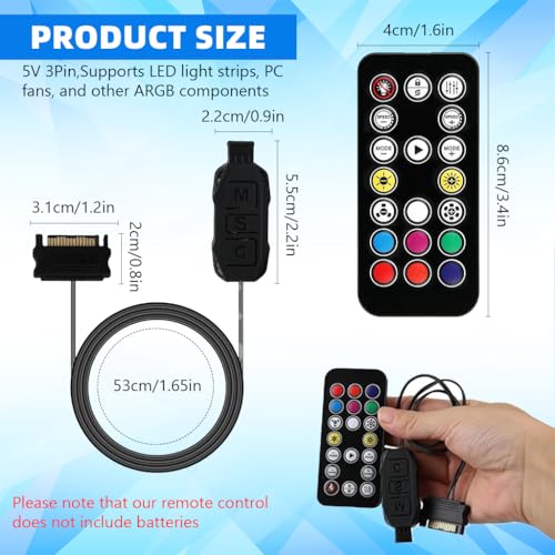 Image of ZORBES ARGB Controller 5V 3pin to SATA Power Supply Mini RGB Controller 3PIN Hub for Computer CPU Case Cool Fan LED Light Radiator, PC Modification ARGB Controller for ARGB Fans, ARGB Light Strips