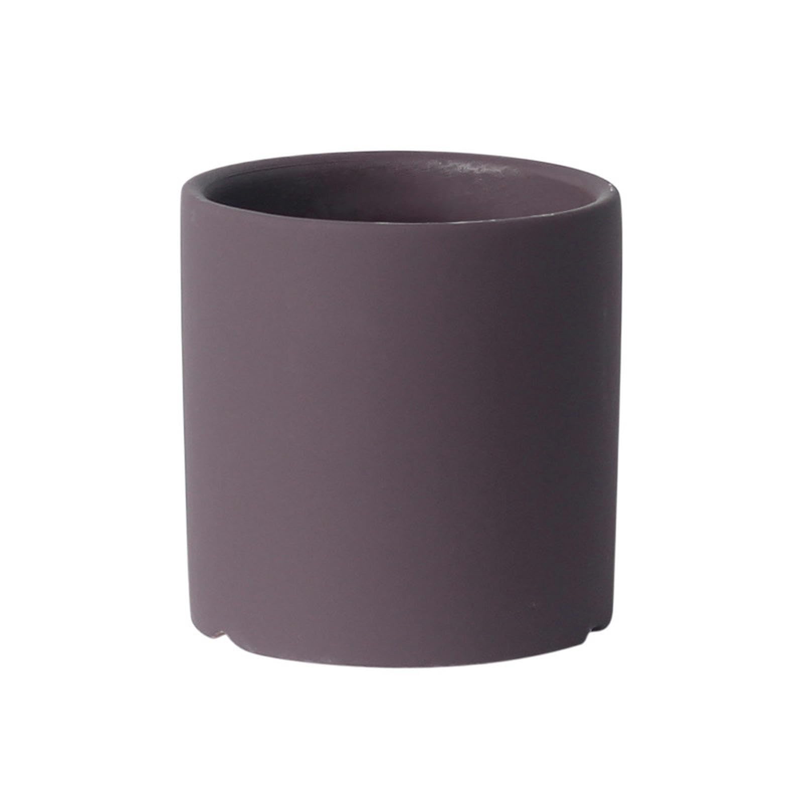 ESTINTENG Nordic Style Ceramic Morandi Straight Tube Flowerpot, Simple and Personalized Creativity, Succulent Green Orchid, Green Plant, Cactus Flowerpot-Dark Purple 024-Ceramic 11 * 11cm - no Tray