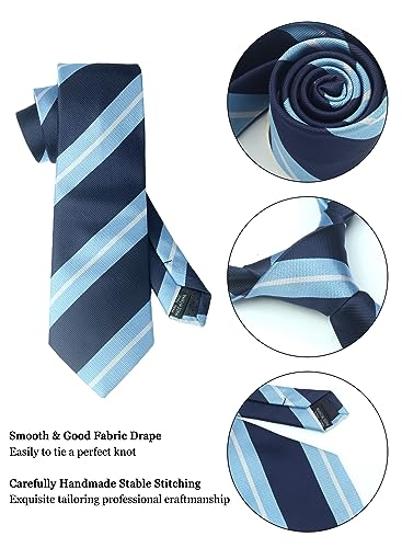 Image of Striped Plaid Polka Dot Mens Tie Formal Necktie Pocket Squares Ties Clips Cufflinks Classic for Men Set