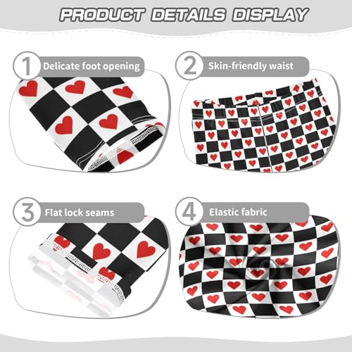 senya Girls Printed Leggings Yoga Pants Red Hearts on Checkered Grid Pattern for Kids in 4t to 10 Years, 4T3