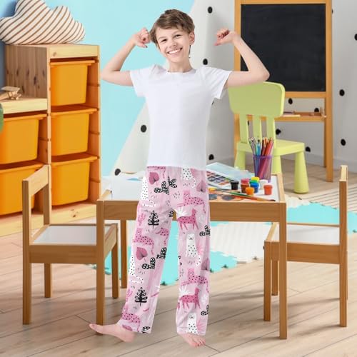 visesunny Boys' Pants Leopard Palm Branch Tropical Jogger Pants Elastic Waist Long Bottoms Trousers with Pockets2