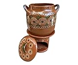 Olla de Barro con Anafre, 3 Litros, Decorativa con Diseño Artesanal, Marrón