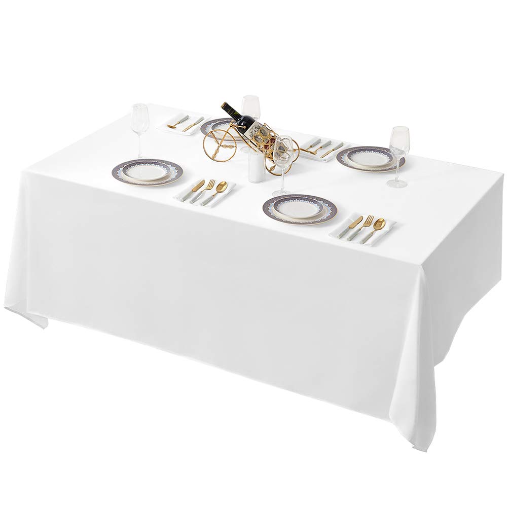 Photo 1 of 90 x 132-Inch Rectangular Polyester Tablecloth for Weddings, Banquets, or Restaurants (White) …