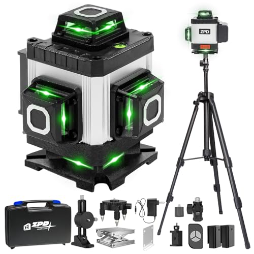 Laser Level, ZPD Laser Level with Tripod, 4 x 360 Self Leveling...