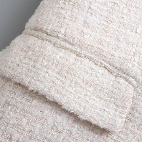 Women's Double Breasted Tweed Suit Pocket Jacket Lapel Collar Double Casual Office Blazer4