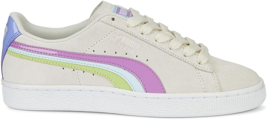 Womens Suede Classic Triplex Lace Up Sneakers Shoes Casual - White