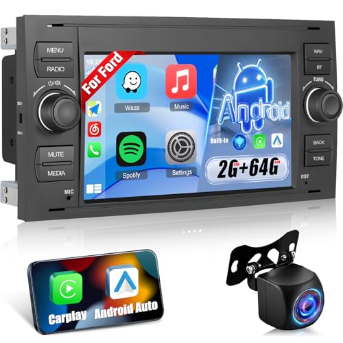 Android Autoradio pour Ford Transit Fiesta Focus Galaxy Mondeo Fusion Kuga C-Max S-Max Connect avec sans Fil Carplay et Android Auto, [2G+64G] Écran Tactile...