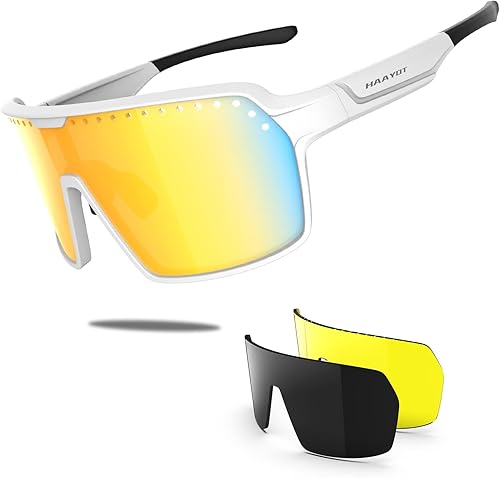 HAAYOT Gafas de sol polarizadas para ciclismo, gafas de sol deportivas para hombres y mujeres, béisbol, correr, pesca, ciclismo, con 3 lentes