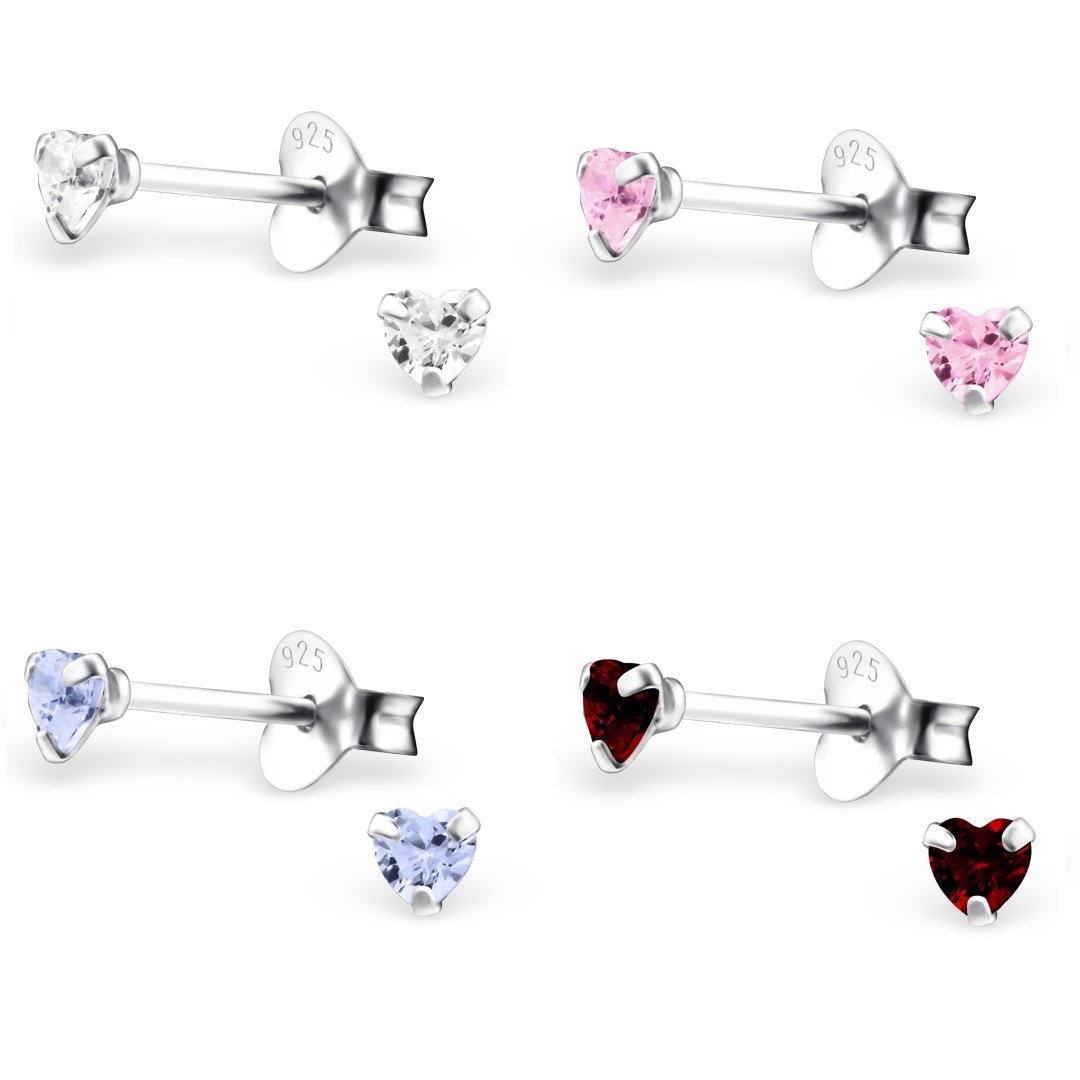 Katy Craig Ltd Set 4 Paia Orecchini Argento 925 A Cuore Con Zirconi Cubici, In Confezione Regalo