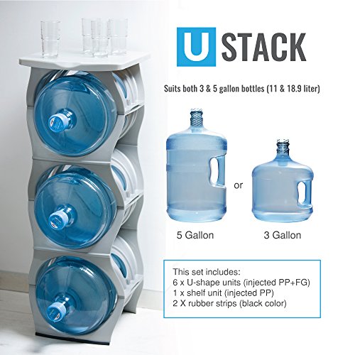 U STACK Water Bottle Storage Rack Holds Three 5 Gallon Bottles for