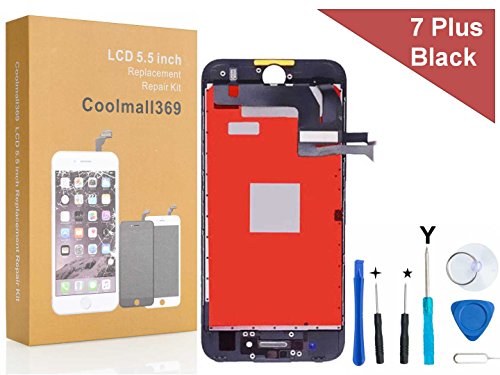 iPhone 7 Plus Screen Replacement For Lcd Touch Screen Digitizer Frame Assembly Set with 3D Touch Coolmall369 Free Tool Set (Black)