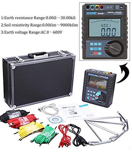 HFBTE ETCR3000B Ground Resistance Tester Soil Resistivity Tester Meter for Earth Voltage AC