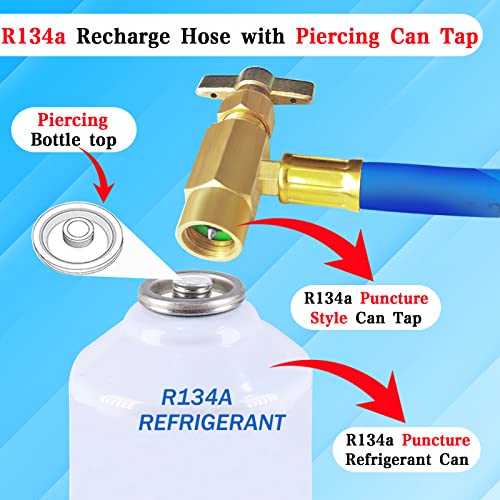 R134A Refrigerator Charging Hose Kit-Ac Recharge Hose Kit To Refrigerator With 1 Pack Of Bpv31 Bullet Piercing Tap Valve,1Pcs R134A Self-Sealing Adapter, For Home Fridge Refrigerant System (Style 1) #TOP4