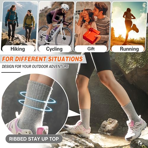 Image of Sandsuced 5 Pack Merino Wool Boot Hiking Socks for Women Warm Winter Thick Thermal Cozy Work Soft Ladies Socks