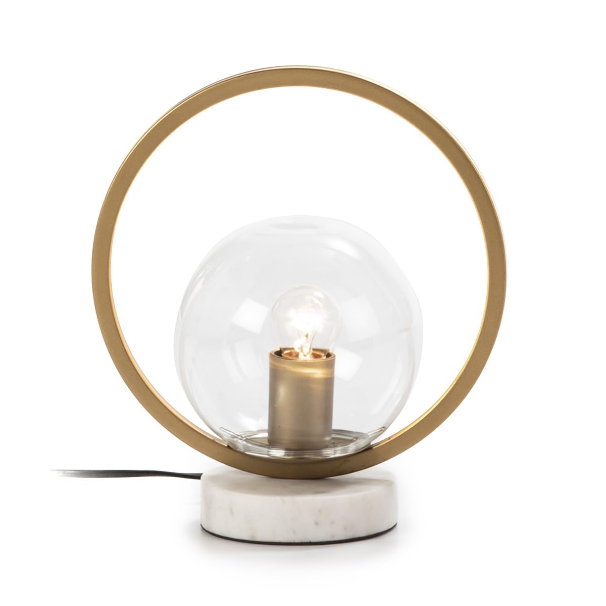 LAMPARA SOBREMESA 25X15X29 CRISTAL/MARMOL BLANCO/METAL DORADO