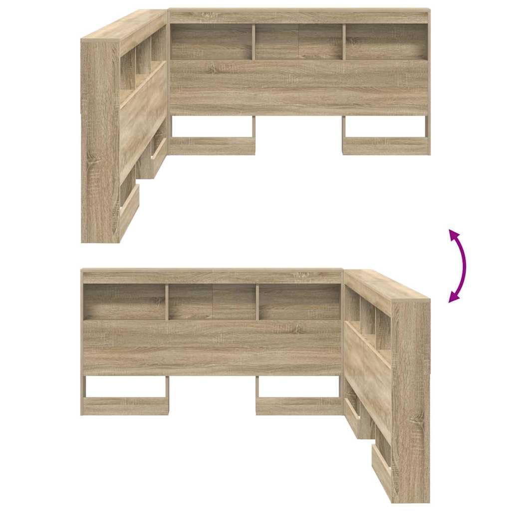 vidaXL Testata Contenitore Rovere Sonoma 140 cm Legno Multistrato, Mobile per Camera, Testata Rettangolare, soluzioni salvaspazio, Organizer Funzionale, Stile Minimalista