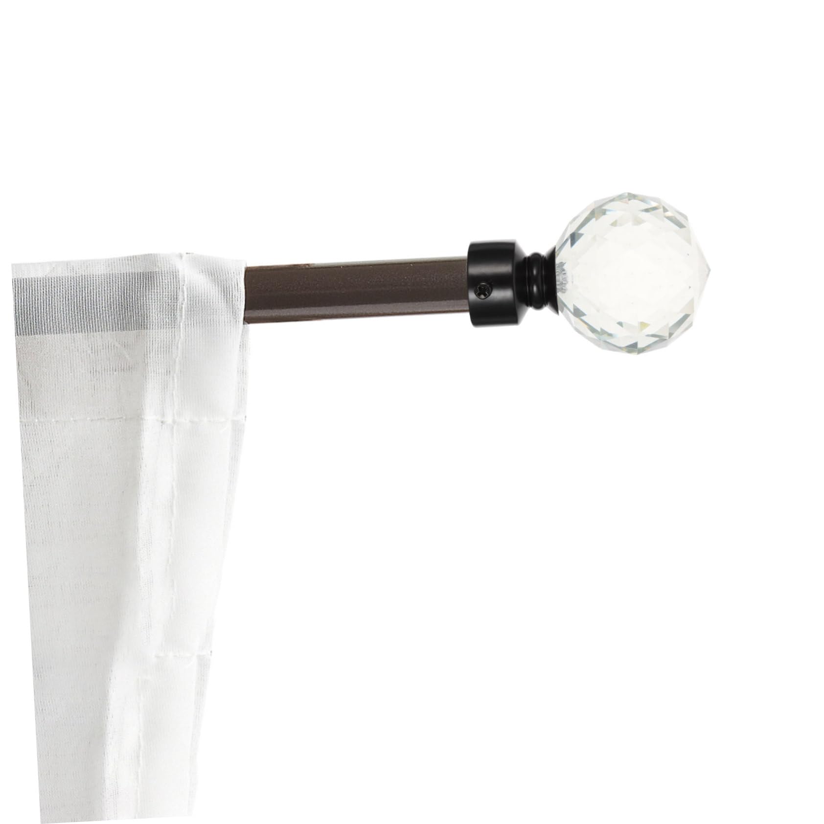 Veemoon Embouts de Tringle à Rideaux en Cristal, Lot de 2, Fer Noir | Style Simple Rétro, pour Maison et Chambre, Accessoires de Finition pour Tige de Rideau