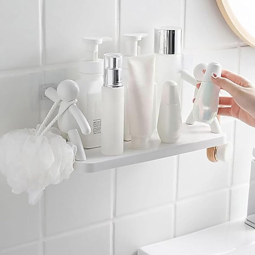 KINGAY Kitchen Bathroom Shelf Wall Holder Storage Rack Bathroom Rack Self-Adhesive for Wall Shelves Storage Box Strong Magic Sticker Shower Rack Shelf Bathroom Organizer Without Drill (Design 2) (B0D26C8TBM) Amazon Price History, Amazon Price Tracker
