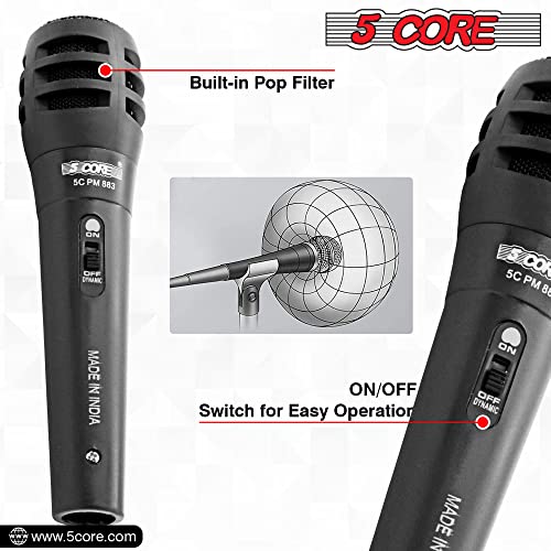 5 Core Premium Handheld Microphone Unidirectional Vocal Dynamic Cardioid With Detachable 10Ft Xlr Cable, Mic Clip, Mesh Grille & On/Off Switch Suited For Speakers, Mixers, Karaoke Singing- Pm 883 #TOP6
