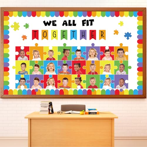 gisgfim Building Blocks Classroom Bulletin Board Decorations We All Fit Together Cutouts Toy Bricks Bulletin Board Set for Classroom Back to School Door Chalkboard Nursery Wall Decor Supplies