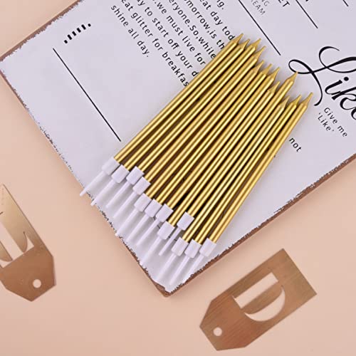 Image of PHD CAKE 36-Count Gold Long Thin Metallic Birthday Candles, Cake Candles, Birthday Parties, Wedding Decorations, Party Candles, Cake Decorations