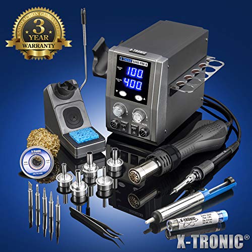 X-Tronic 6040-Pro-X • Platinum Series • 700 Watt • Hot Air Rework Soldering Iron Station • Digital Temp Controls, C/F Func, 0-30 Min Sleep, Auto Cool Down, Mute/Unmute Sound & Patented Nozzle Holder! #TOP1