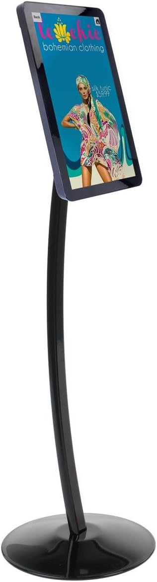 Displays2go Floor Stand for Touch-Screen Tablet or Small-Size Monitor, Includes Rotating Bracket, 75x75 and 100x100 VESA Compatible, Black Aluminum