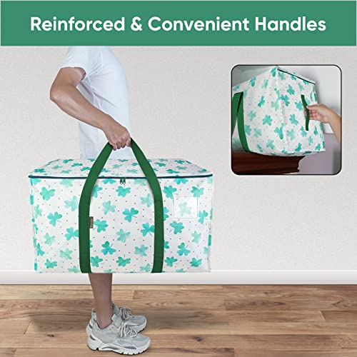 Image of BALEINE 2-Pack Oversized Moving Bags with Reinforced Handles, Heavy-Duty Storage Tote for Clothes, Moving Supplies (Clover, 2-Pack)
