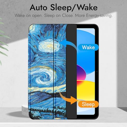 Image of Robustrion Case for iPad 11th Gen (A16) / 10th Generation Cover Case (2025 /2022), Smart Flexible Trifold Flip Stand Cover [Pencil Holder] for iPad 10th Gen / 11th Generation [Auto Sleep Wake] - Night