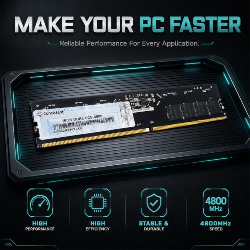 Image of Consistent Yeti 16GB DDR5 4800MHz Desktop RAM (UDIMM) | Single Memory Module for High Performance Gaming, Streaming & Editing PC